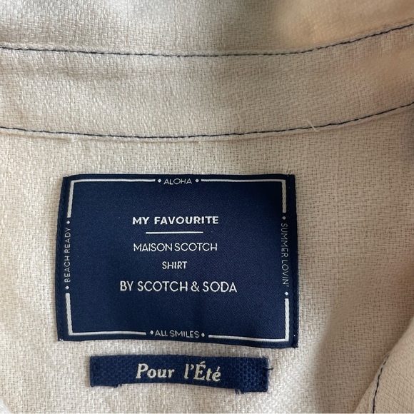 Scotch & Soda cream button down shirt with blue top stitching 30712 - Picture 4 of 6